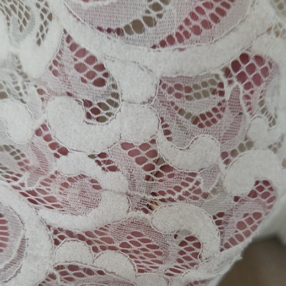 White House Black Market White Lace Mock Neck Long-Sleeve Top - Picture 3 of 5